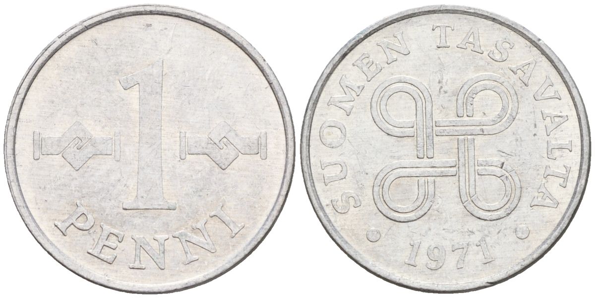 Финляндия 1 пенни 1971 KM 44a алюминий 4152-545