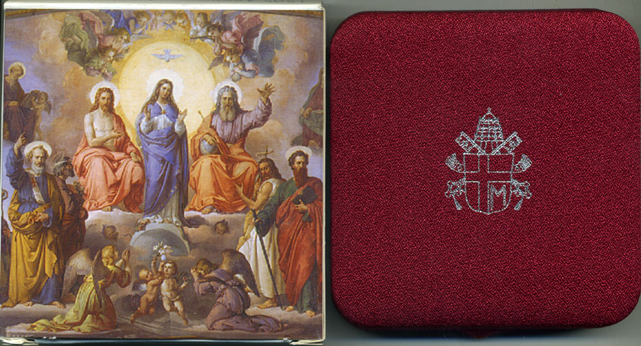 Ватикан 5 евро 2004 Иоанн Павел II, 150 лет провозглашения догмата о непорочном зачатии, в оригинальной коробке, с сертификатом KM 359 серебро  PROOF  7-1-47