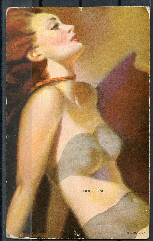 США открытка 1950-ые серия пинап (Pin-Up), собака исчезла (dog gone) 6352-27-1-1