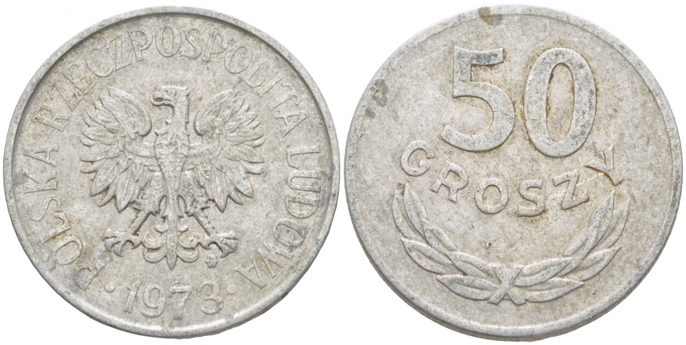 ПОЛЬША 50 ГРОШЕЙ 1973 MW KM 48.1 алюминий 175-1135