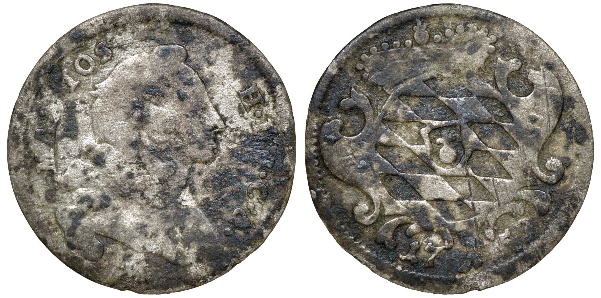 Бавария 1 крейцер 1759 Максимилиан III Иосиф (1745-1777) KM 207, Hahn 289 серебро 4174-1021