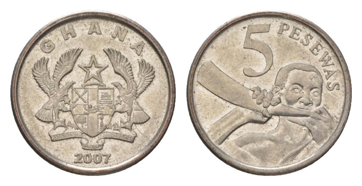 Гана 5 песев 2007 KM 38 сталь плакированная никель aUNC 4627-742