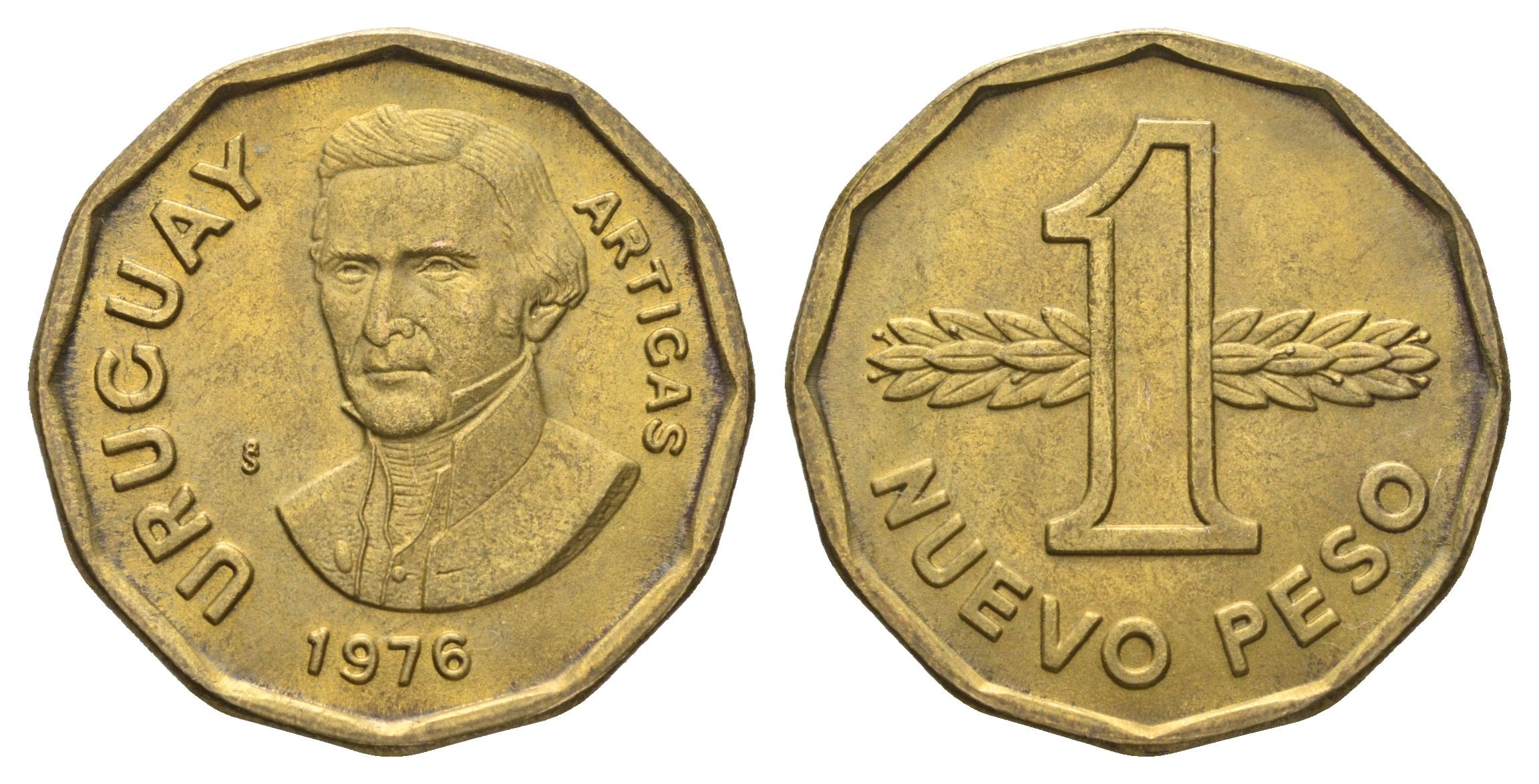 Уругвай 1 новый песо 1976 KM 69 алюминиевая бронза UNC 4667-713