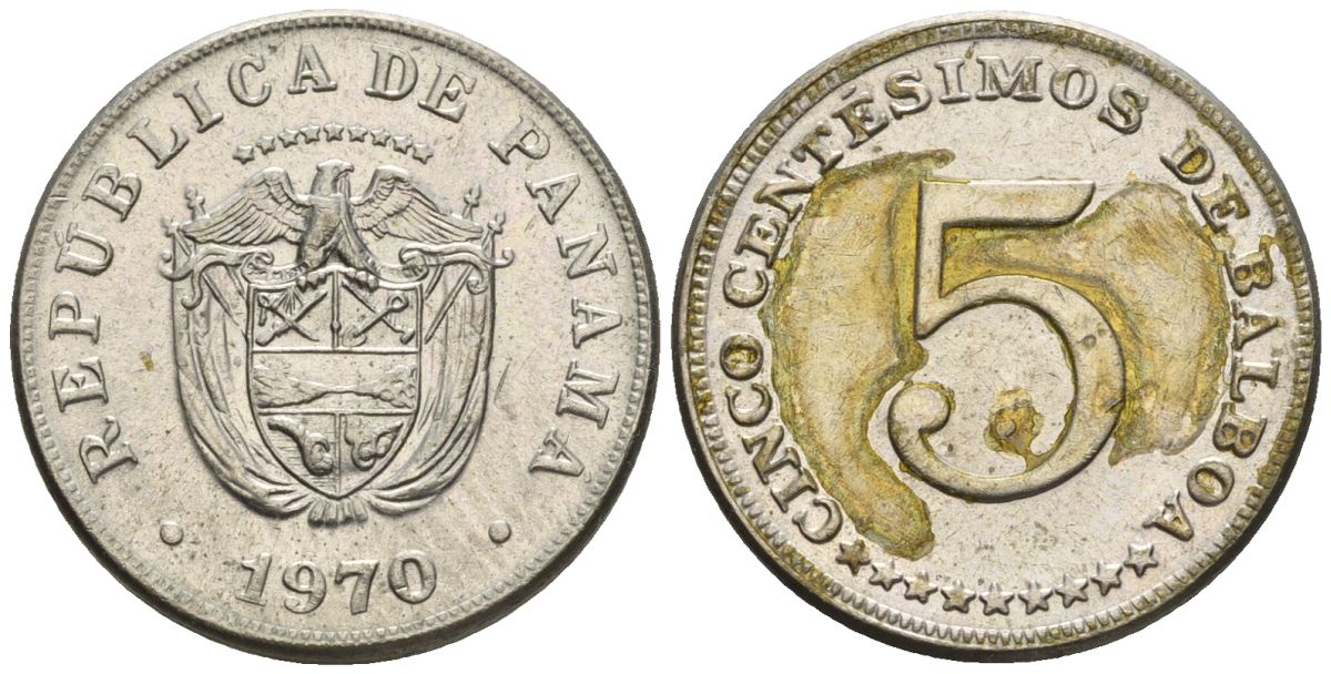 Панама 5 сентесимо 1970  KM 23.2 медно-никель    85-434