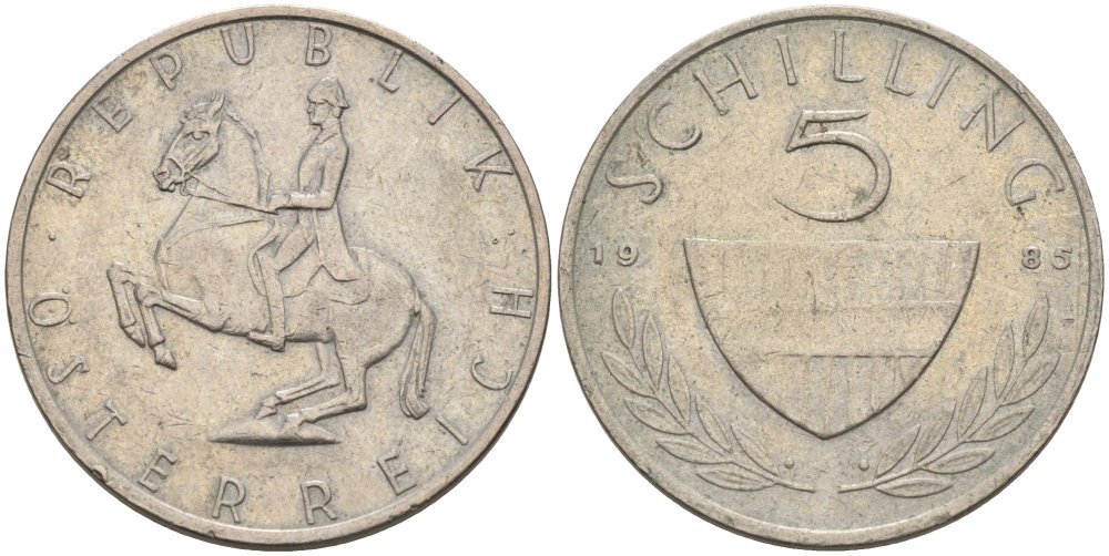 Австрия 5 шиллингов 1985 KM 2889а медно-никель 4575-355