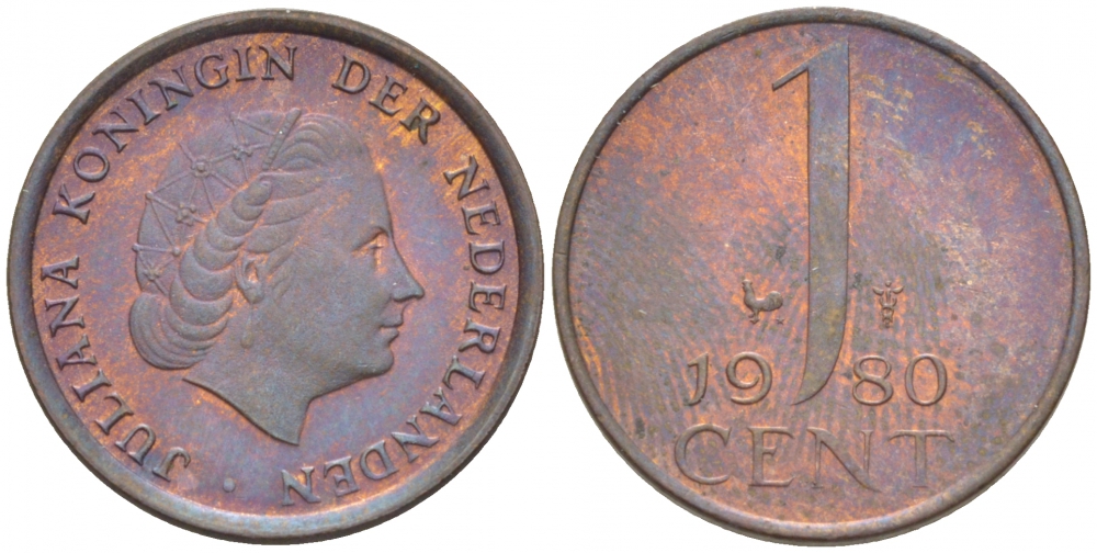 Нидерланды 1 цент 1980 Юлиана (1949-1980) KM 180 бронза 3457-1057