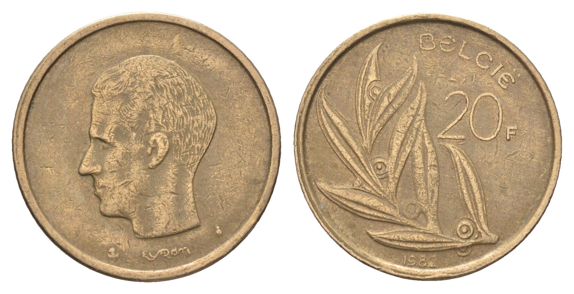 Бельгия 20 франков 1982 Belgie, Бодуэн I (1951-1993) KM 160 никель латунь 4704-1257