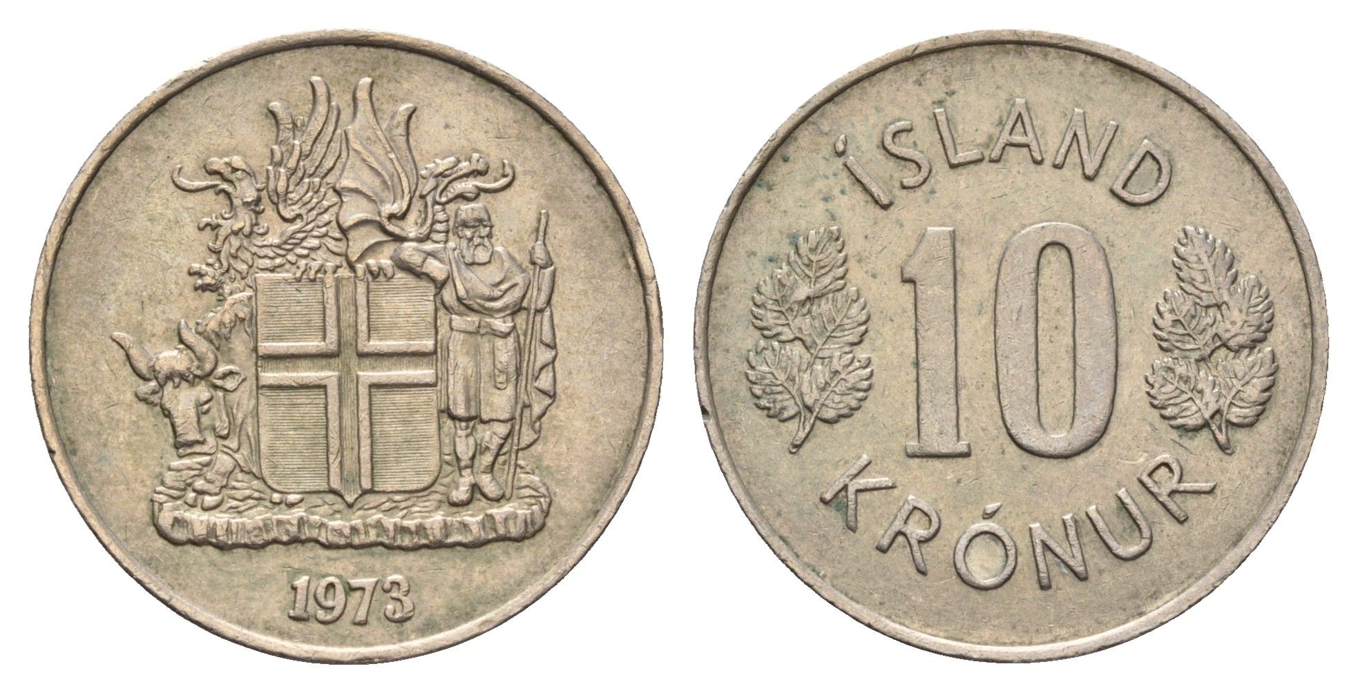 Исландия 10 крон 1973 KM 15 медно-никель 4586-745