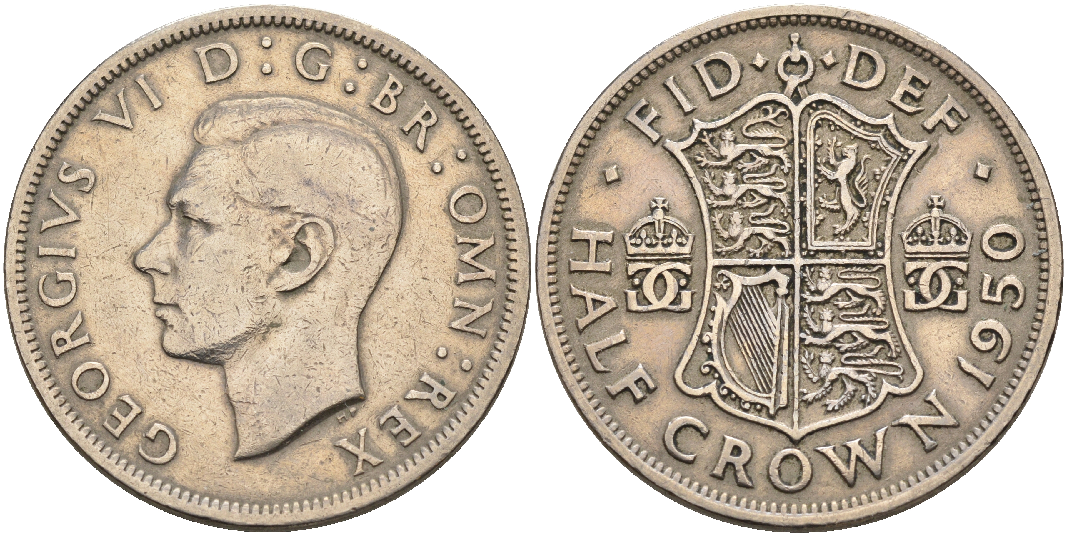 Великобритания 1/2 кроны 1950 Георг VI (1936-1952) KM 879, Spink 4106 медно-никель 4367-121