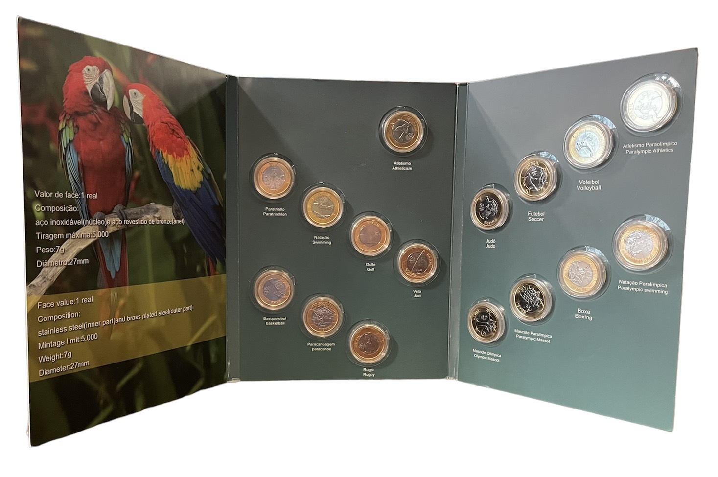 Бразилия набор из 16 монет 2015-2016 XXXI Олимпийские игры 2016 года, в Рио-де-Жанейро, в оригинальном блистере  биметалл  UNC  3-6-6-26