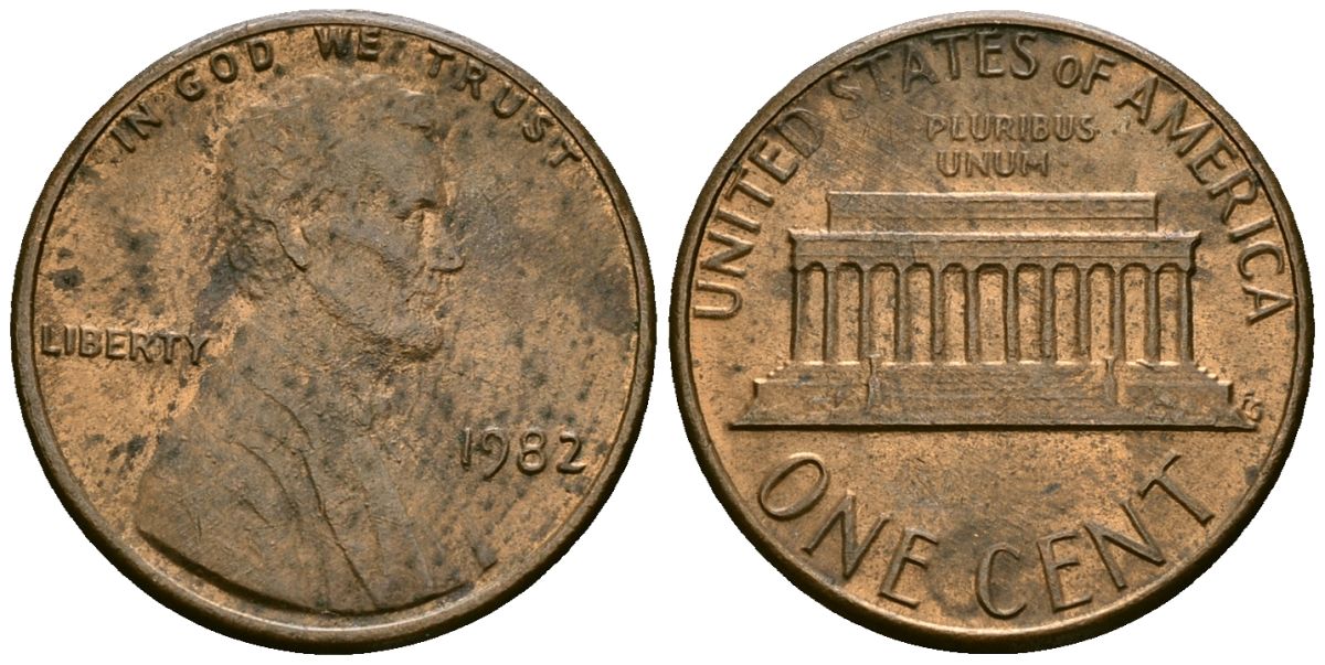 США 1 цент 1982 Линкольн KM 201 медь цинк 4136-219