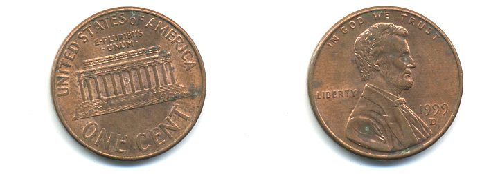 США 1 цент 1999 D, Авраам Линкольн KM 201b цинк плакированный медью 179-525