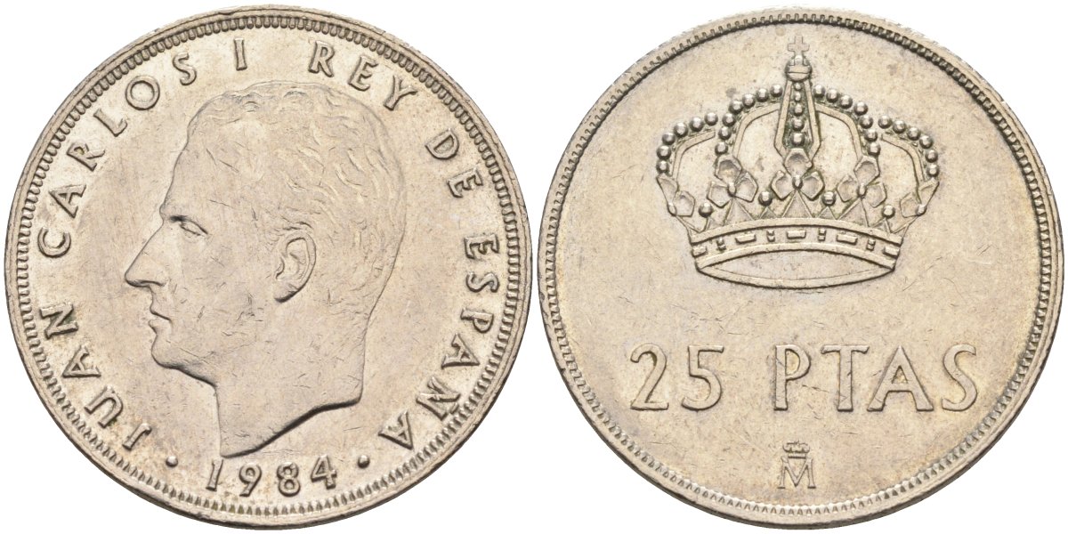 Испания 25 песет 1984 Хуан Карлос I (1975-2001) KM 824 медно-никель 4583-1125