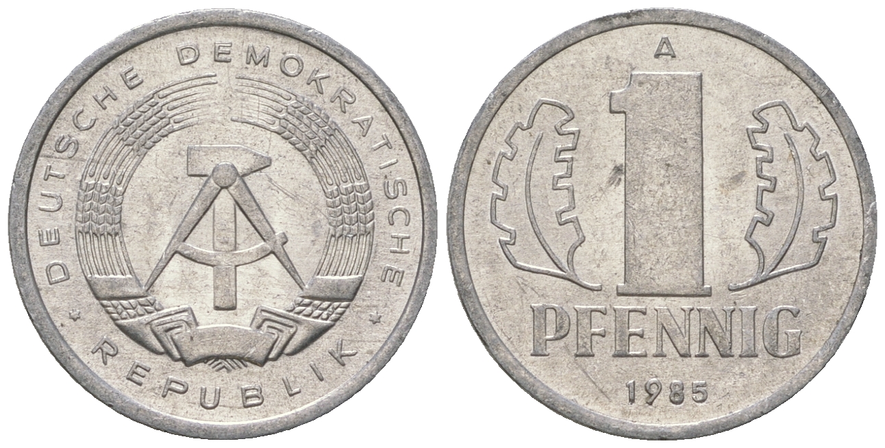 ГДР 1 пфенниг 1985 А KM 8.2 алюминий 4651-132