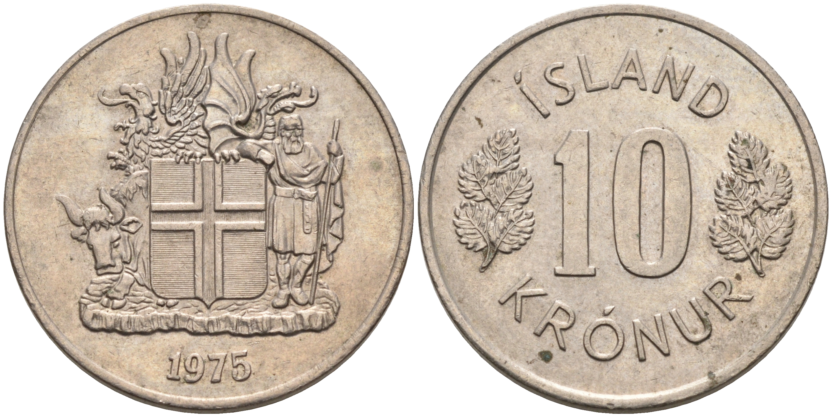 Исландия 10 крон 1975 KM 15 медно-никель 4566-443