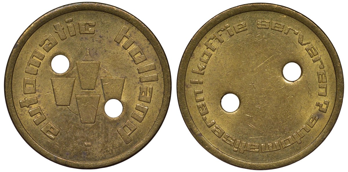 Нидерланды жетон ND для кофейного автомата, пуговица, диаметр 22 мм алюминиевая бронза 4128-952