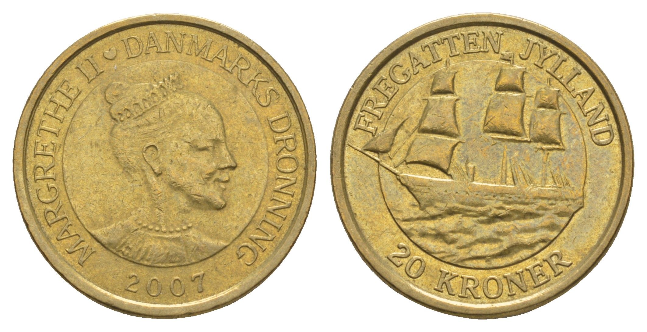 Дания 20 крон 2007 Корабли - Фрегат KM 920 алюминиевая бронза 4657-1252