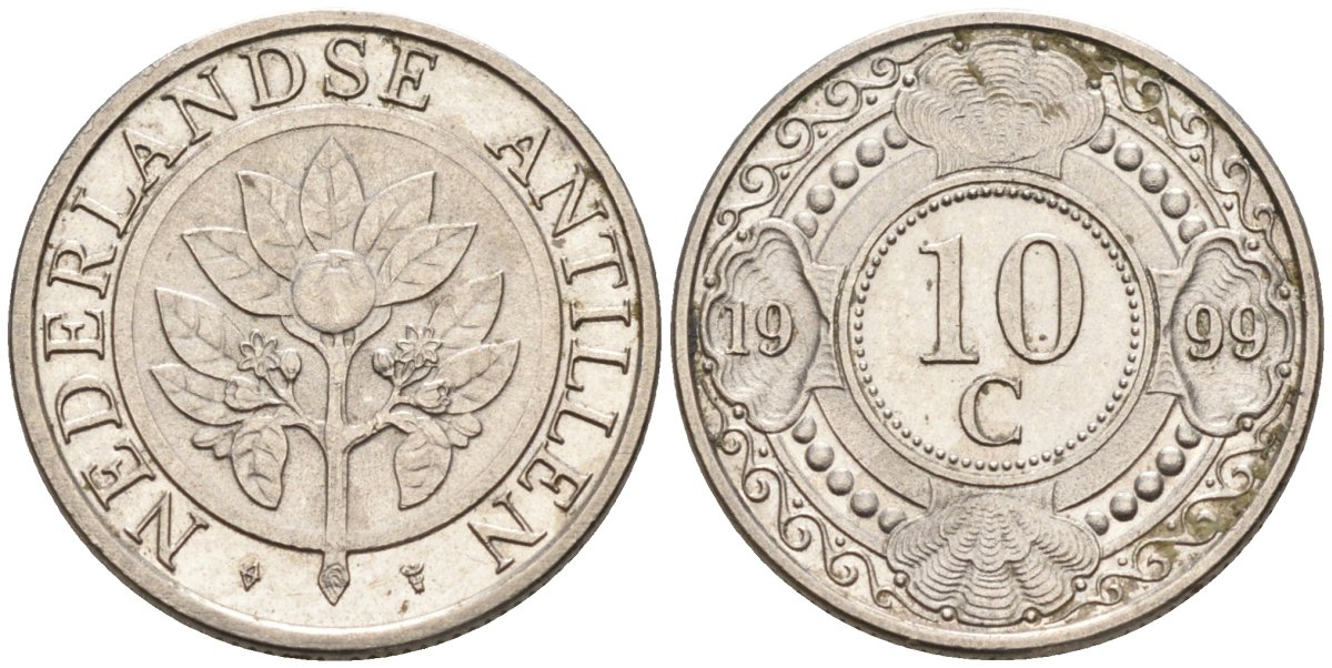 Нидерландские Антилы 10 центов 1999 Беатрикс (1980-2013) KM 34 никелированная сталь 4387-167