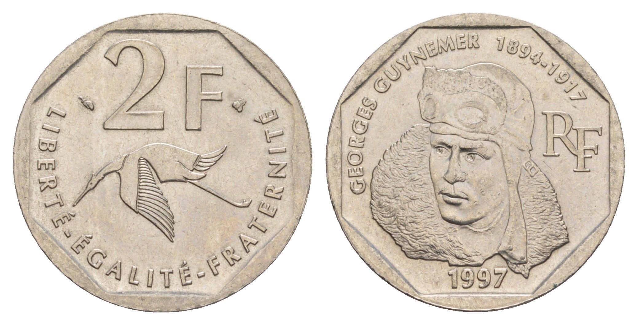 Франция 2 франка 1997 80 лет со дня смерти Жоржа Гинемера KM 1187 никель UNC 4660-241