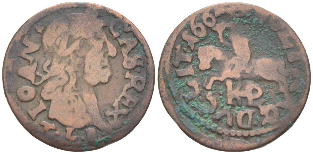 Великое княжество Литовское 1 солид 1664 TLB, Ян II Казимир (1648-1668), боратынка, вес 1,06 гр. KM 50 медь 1517-845