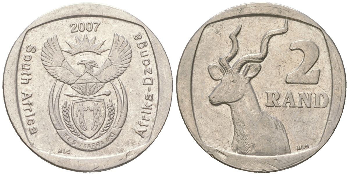 ЮАР 2 ранда 2007 KM 345 медь плакированная медно-никелем 4364-2316