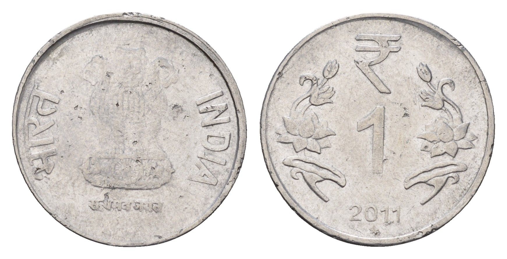 Индия 1 рупия 2011 KM 394 нержавеющая сталь 4579-313