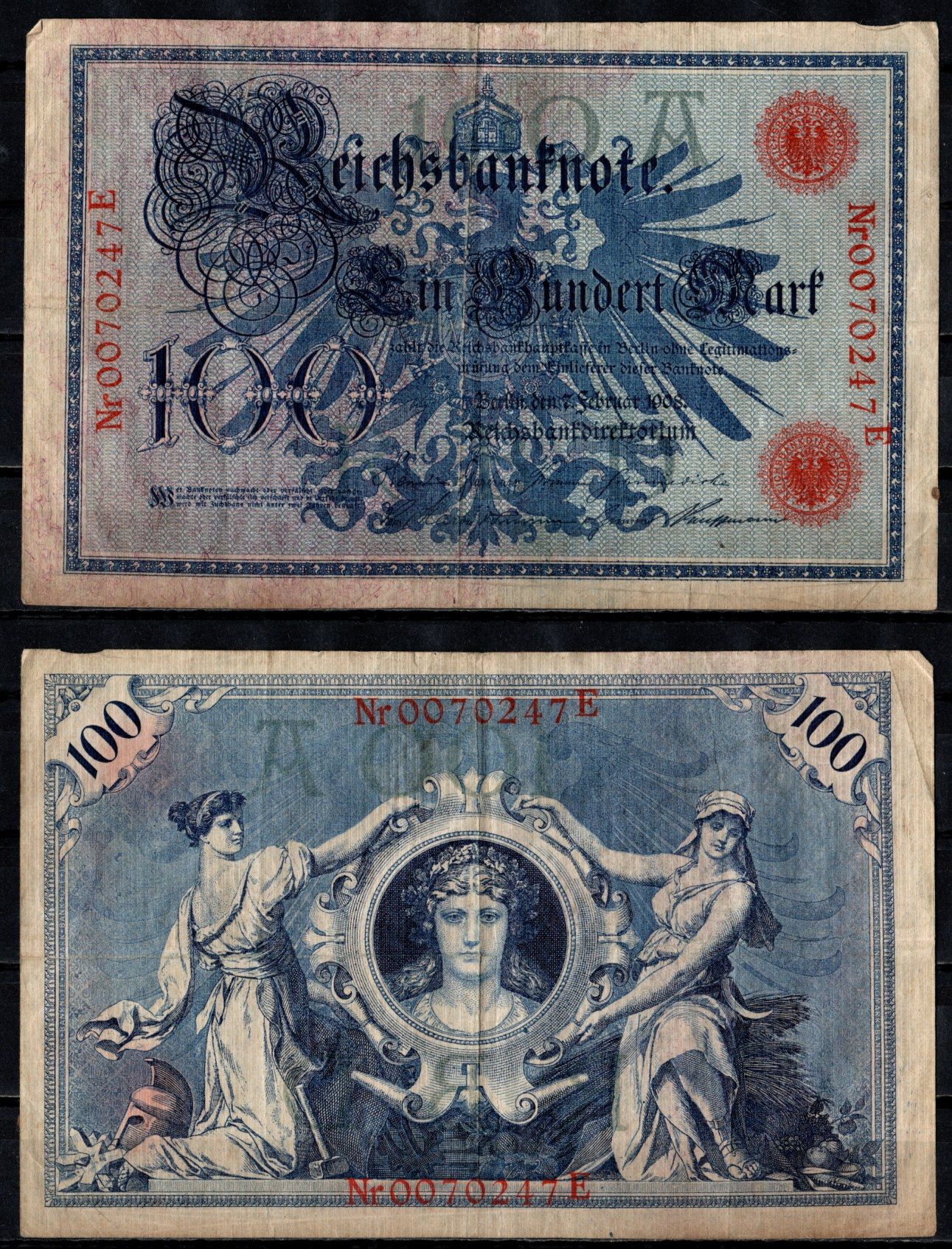 Германия 1000 марок 1910 Pick 44 b(1) бумага 444-71-1-2