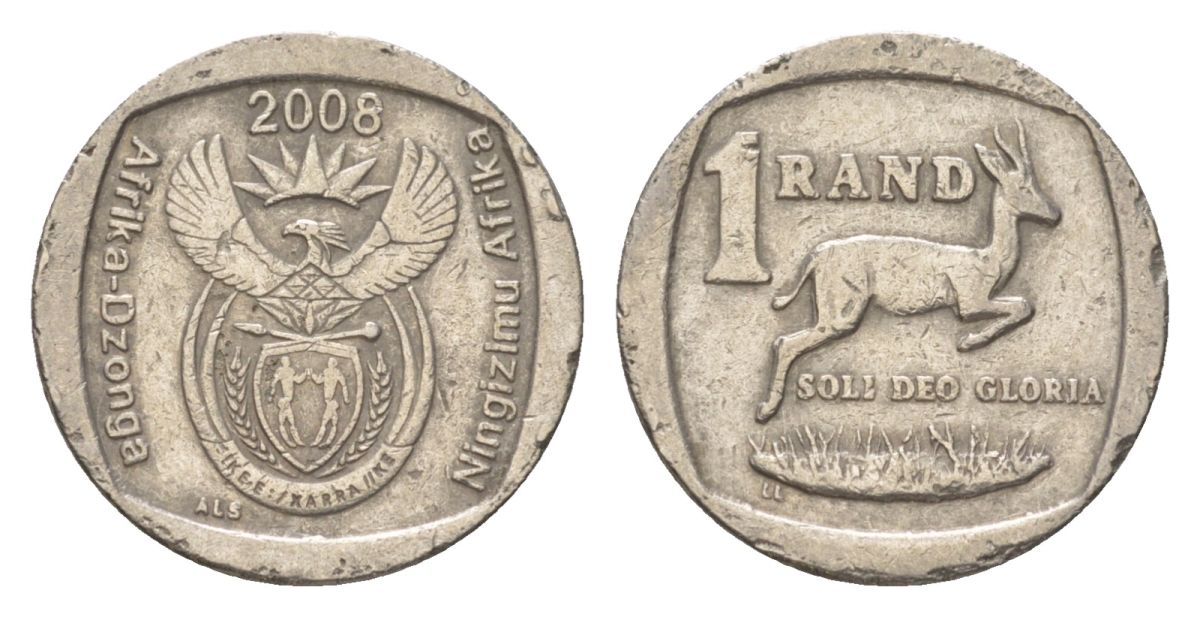 ЮАР 1 ранд 2008 KM 444 медь плакированная никелем 4627-511