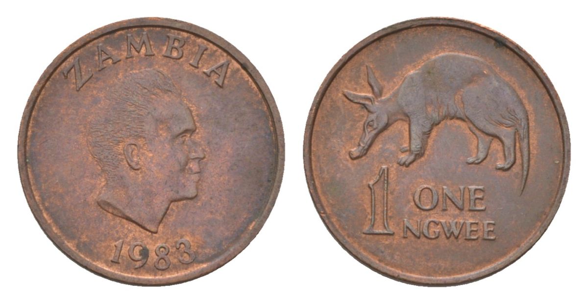 Замбия 1 нгве 1983 KM 9a сталь плакированная медью 4627-139