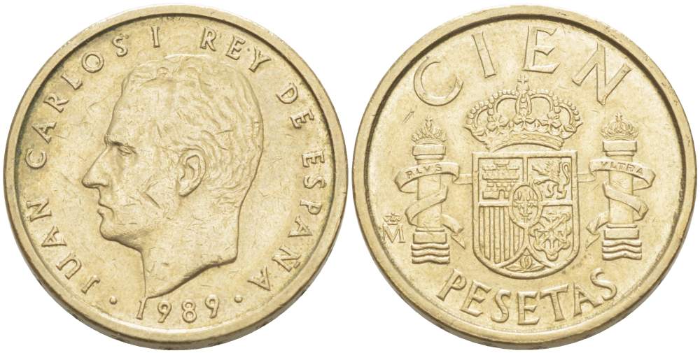 Испания 100 песет 1989 Хуан Карлос I (1975-2014) KM 826 алюминиевая бронза 4523-511