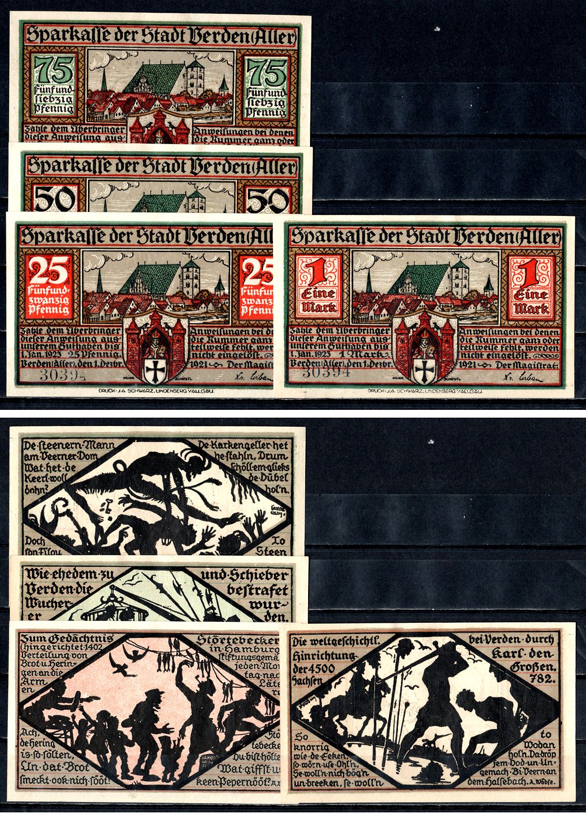 Верден (Пруссия, Ганновер) набор из 4 нотгельдов 1921 2193-33-2-2