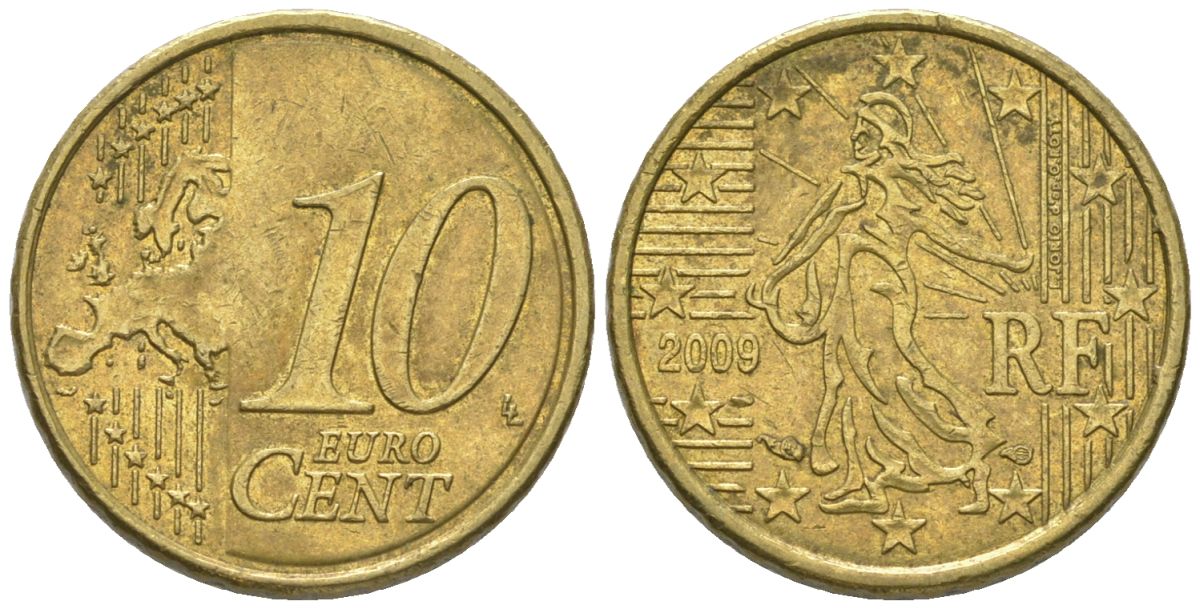 Франция 10 евроцентов 2009 KM 1410 нордик 4580-428