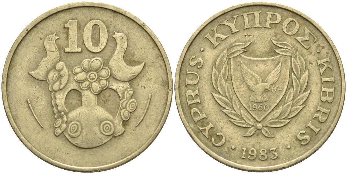 Кипр 10 центов 1983 KM 56.1 никель латунь 4141-1121