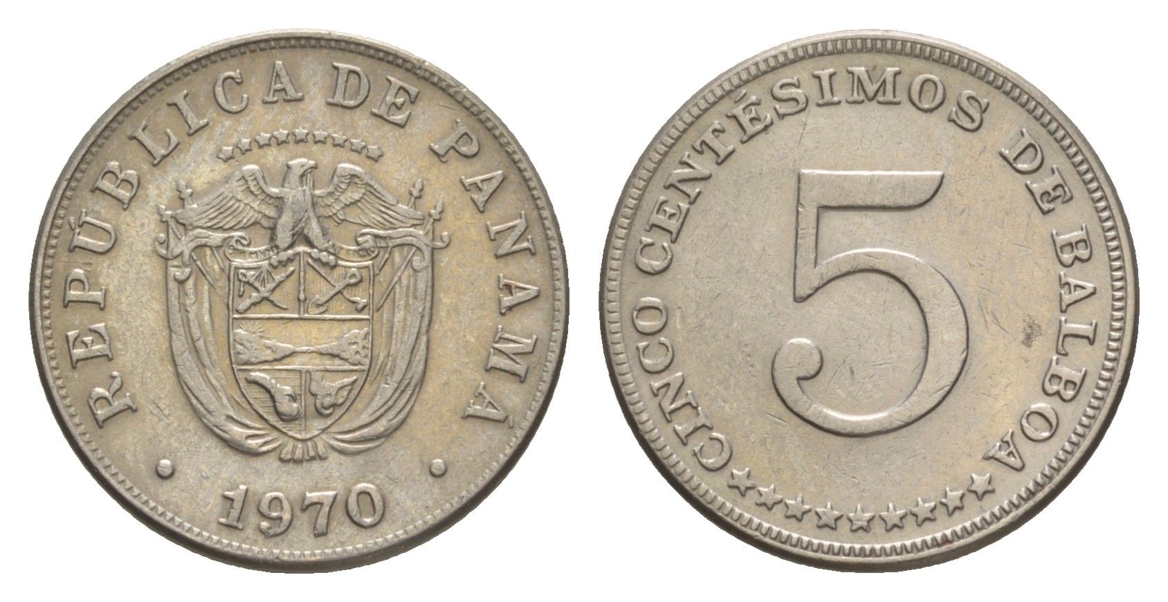 Панама 5 сентесимо 1970 KM 23.2 медно-никель aUNC 4643-1246