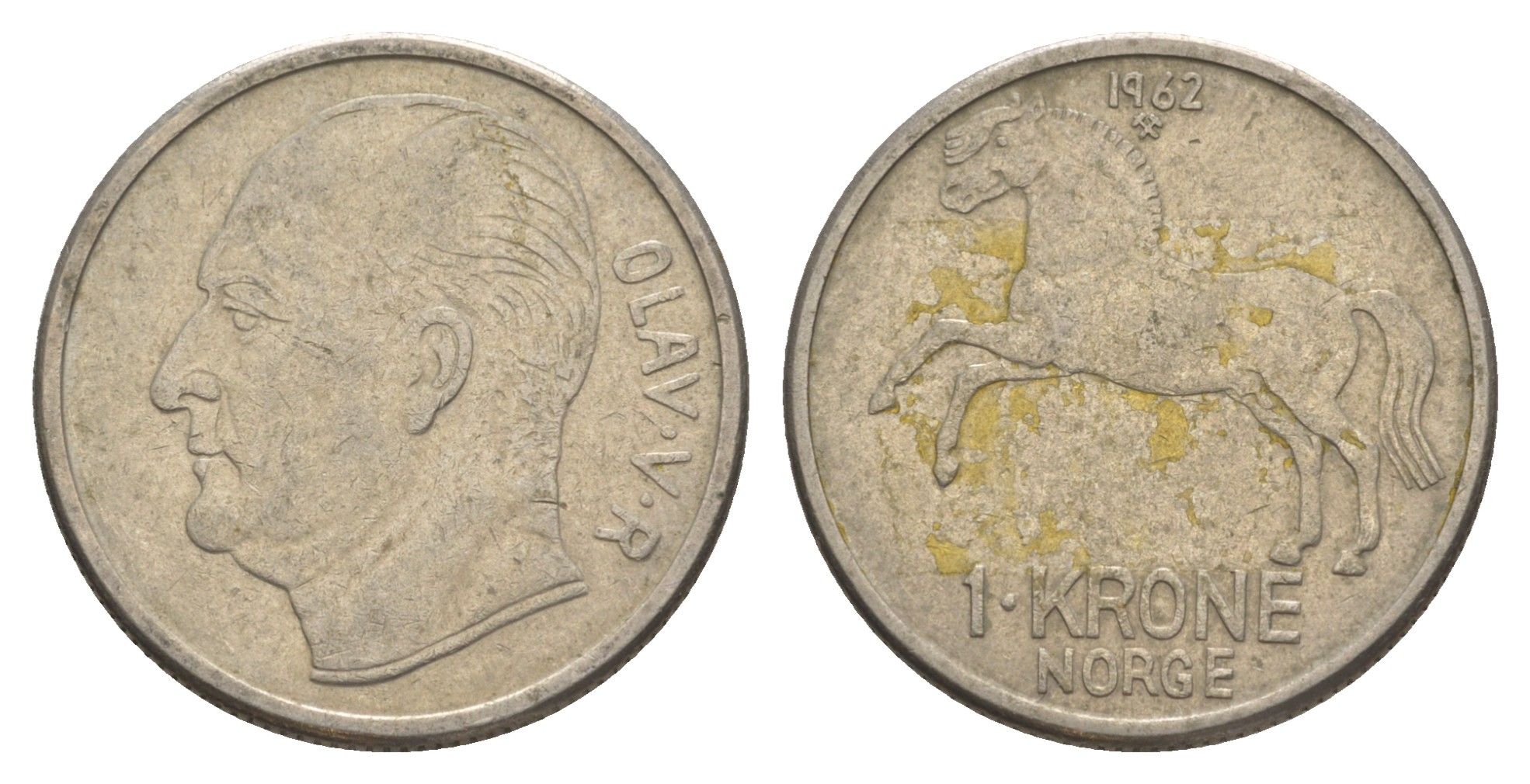Норвегия 1 крона 1962 Улаф V (1957-1991) KM 409 медно-никель UNC 4635-642