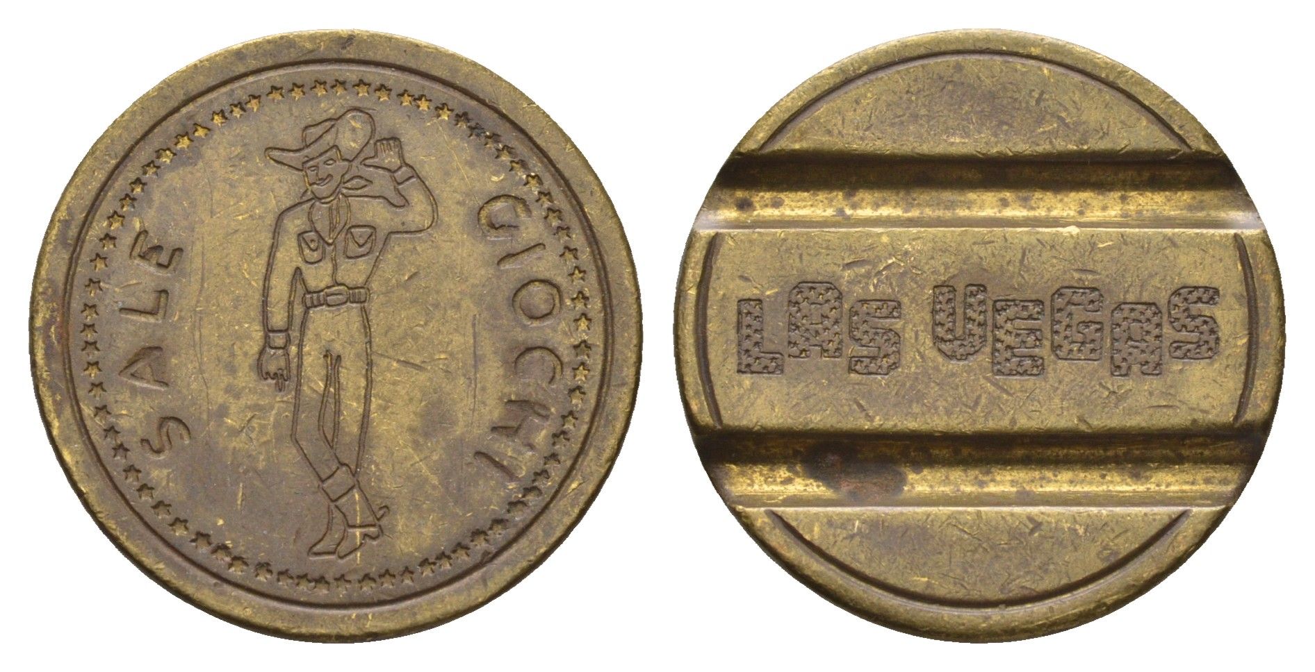 Италия жетон для игровых автоматов Sale Giochi диаметр 24 мм, вес 6,5 гр латунь 4670-645