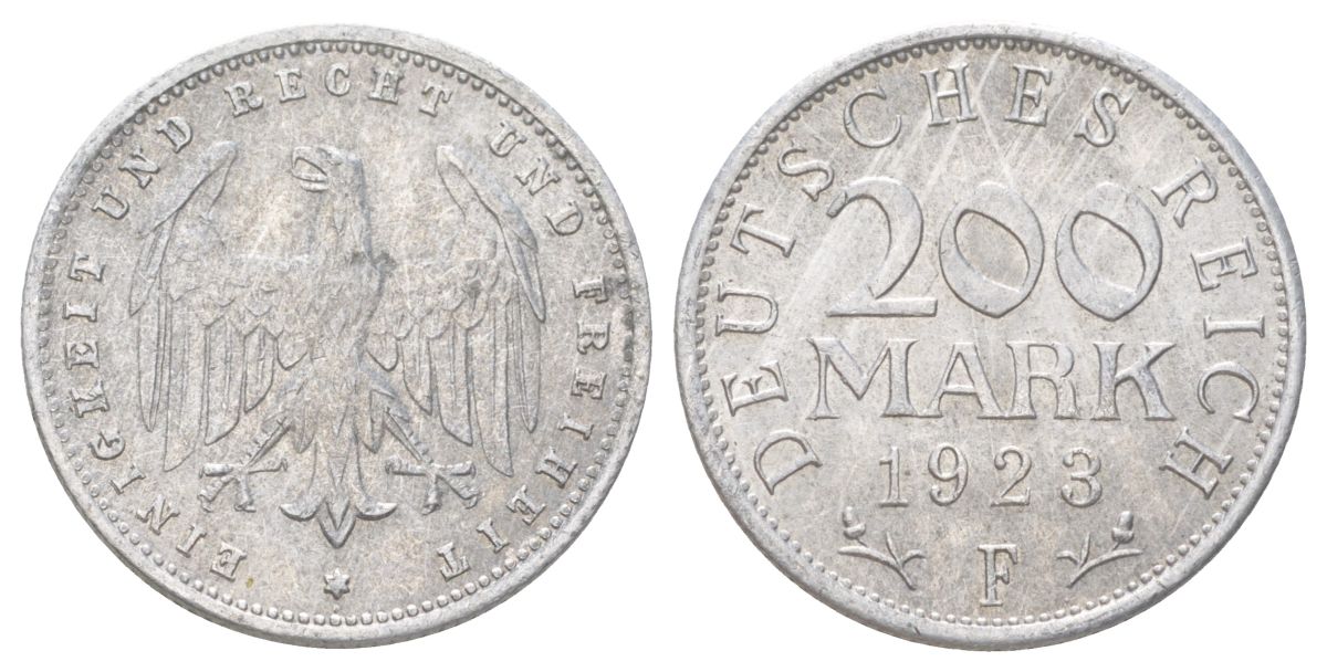 Германия 200 марок 1923 F KM 35, J. 304 алюминий 4627-935