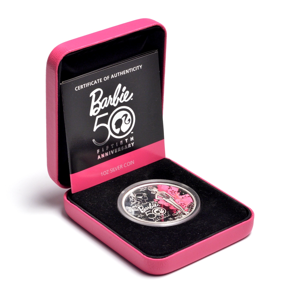 Тувалу 1 доллар 2009 50 лет кукле Барби, эмаль серебро PROOF 8-1-05-02
