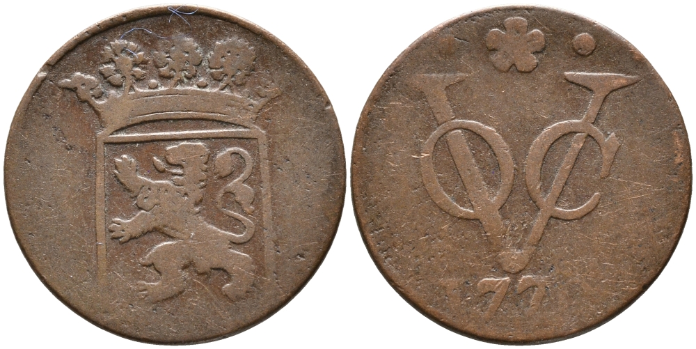 Нидерландская Восточная Индия 1 дуит 1770 VOC KM 70 медь 28-942