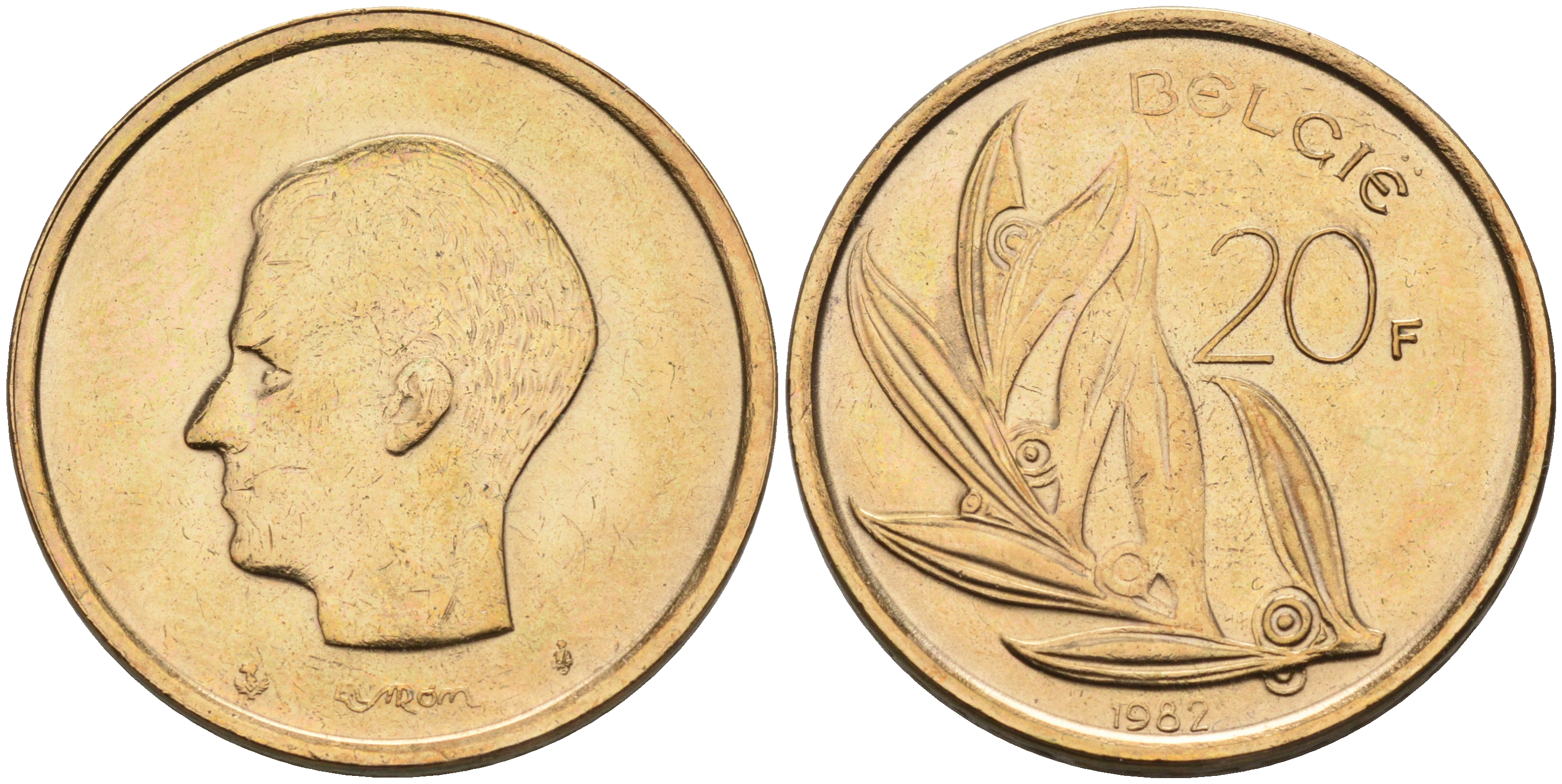 Бельгия 20 франков 1982 Belgie KM 160 никель бронза    4592-1216