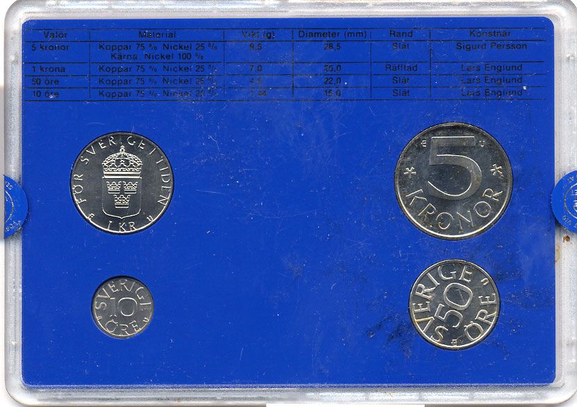 Швеция набор монетного двора из 4 монет 1985 в пластике, Карл XVI Густав (1973- ) KM MS35 UNC 4-3-7-139