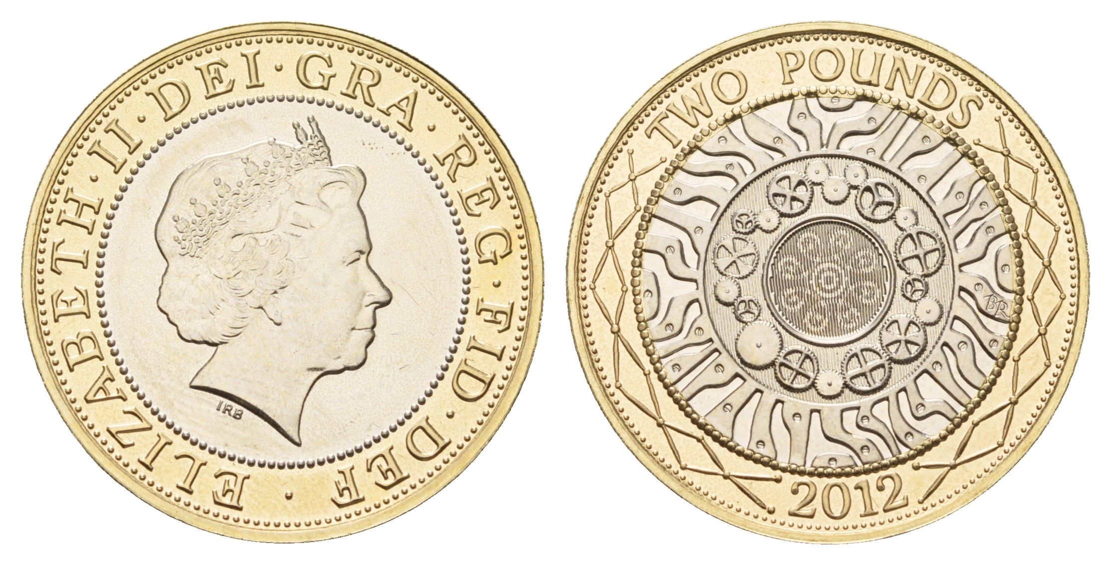 Великобритания 2 фунта 2012 Елизавета II (1952-2022) KM 994, Spink 4570 (K9) биметалл UNC 76-624