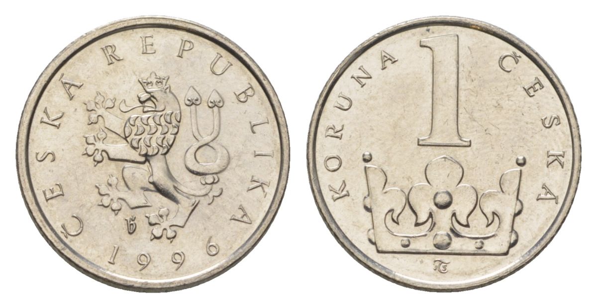 Чехия 1 крона 1996 KM 7 сталь плакированная никелем 4623-766