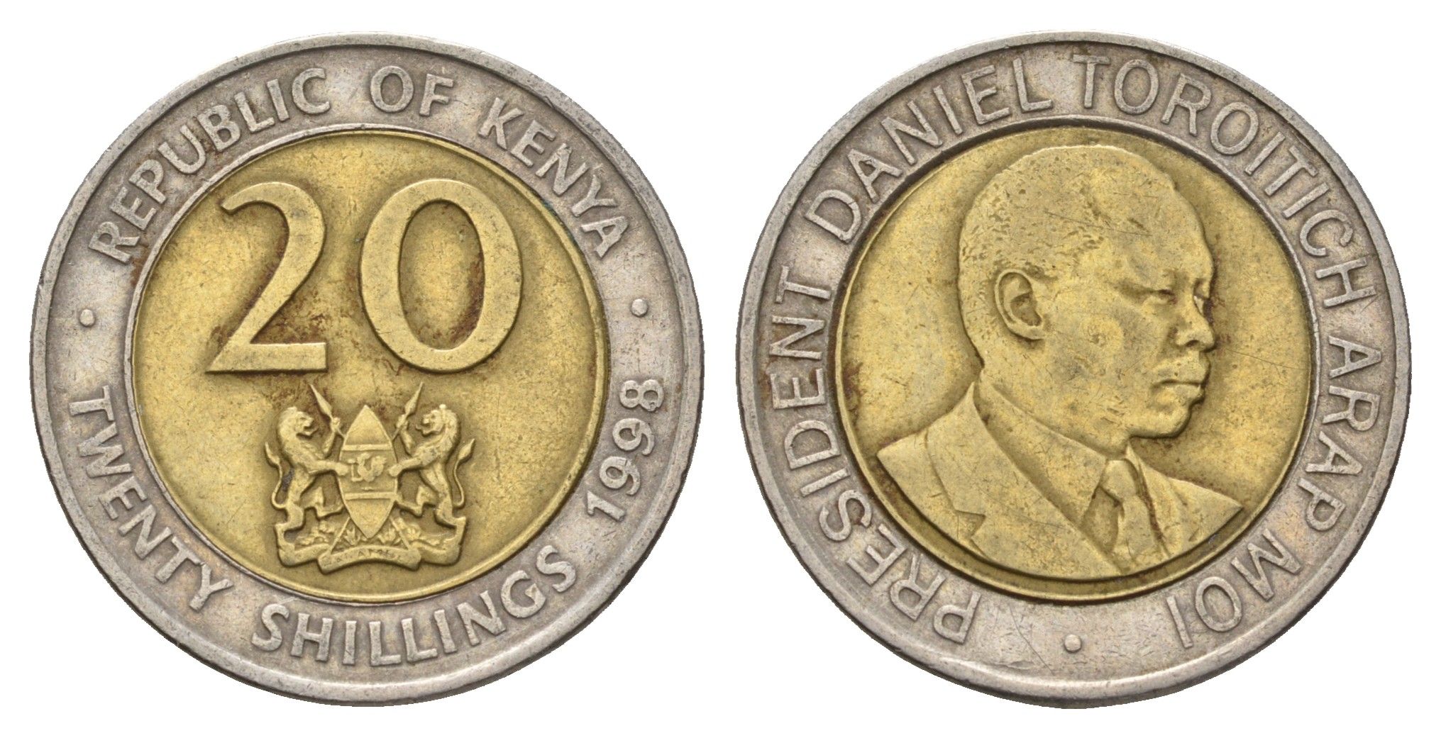 Кения 20 шиллингов 1998 Дэниэл арап Мои KM 32 биметалл 4703-646
