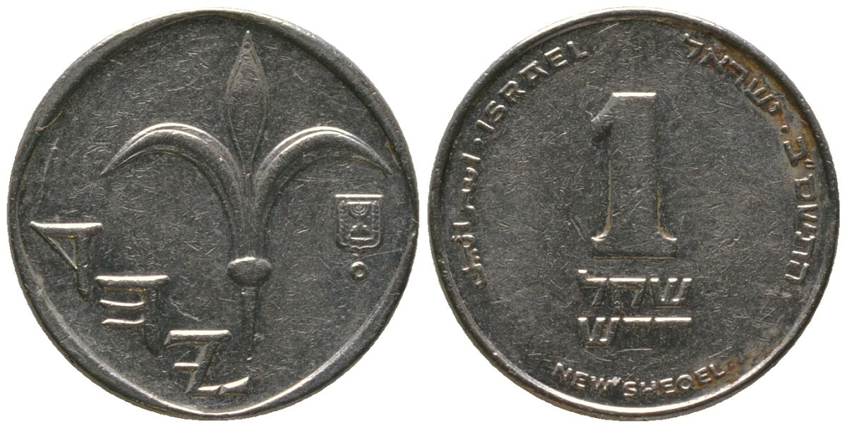 Израиль 1 новый шекель 2002 JE 5762 KM 160a сталь плакированная никелем 4396-818