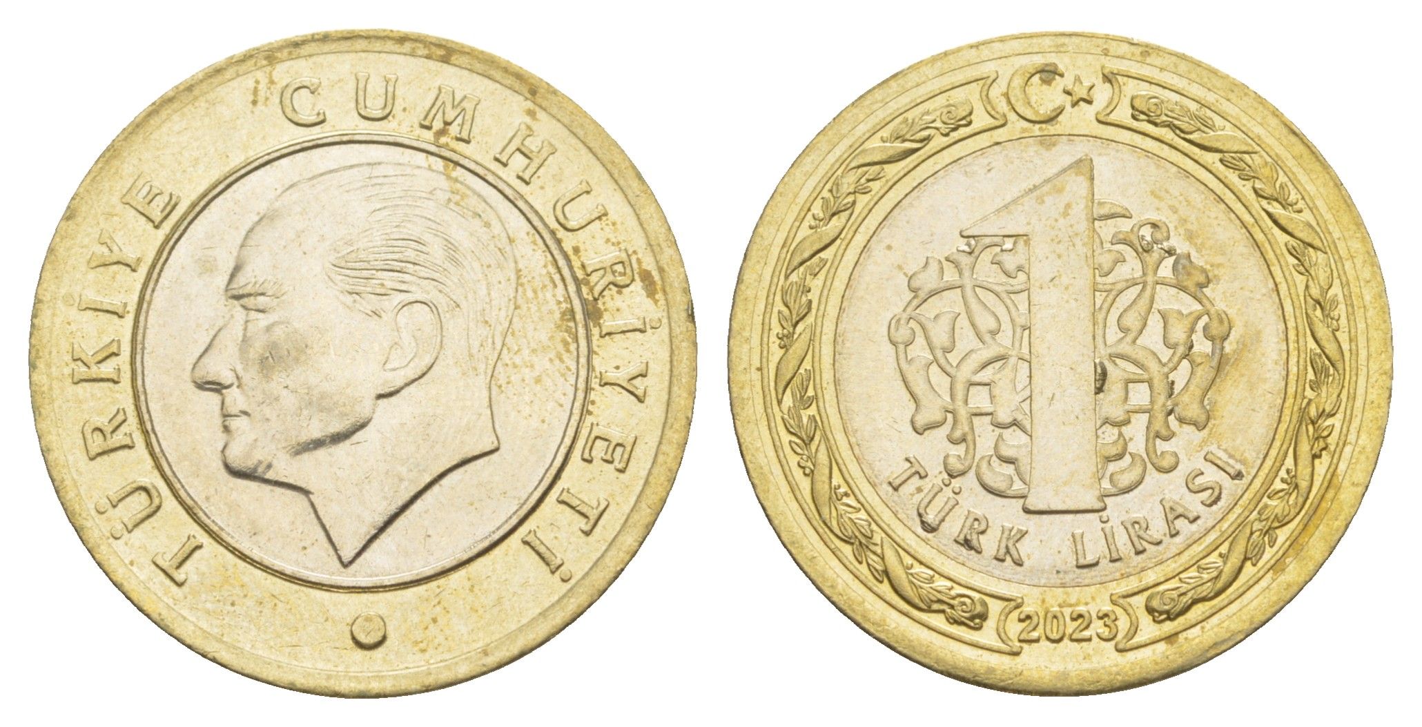 Турция 1 лира 2023 KM 1575 биметалл UNC 4646-847