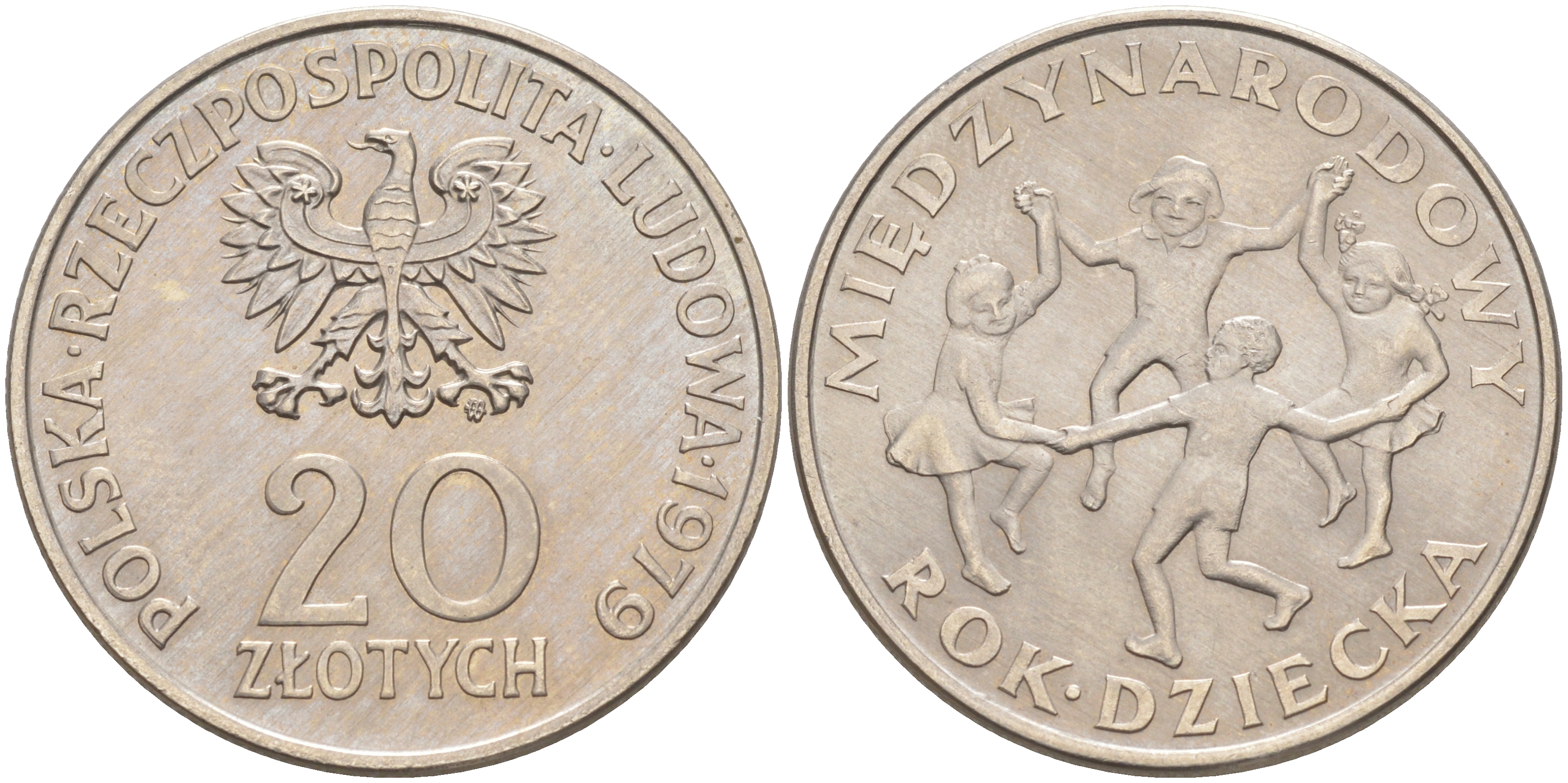 Польша 20 злотых 1979 Международный год детей KM 99 медно-никель UNC 4111-925