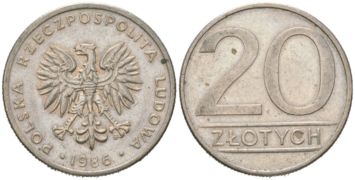 Польша 20 злотых 1986 MW Y 153.1 медно-никель 4616-1111
