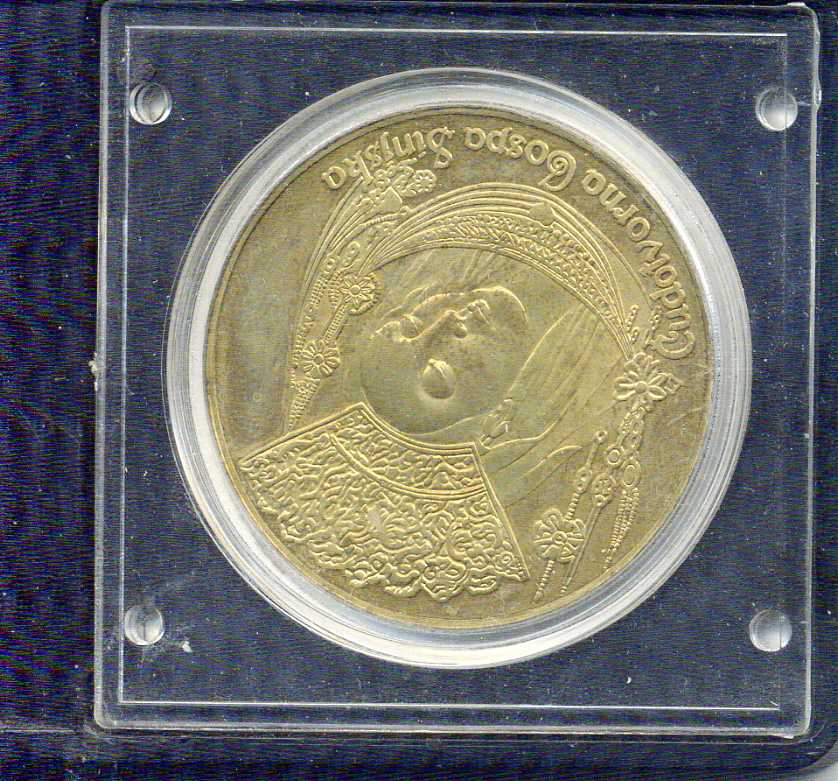 Польша медаль "Старый город Синь" Богоматерь. диаметр 38 мм, в запаянной упаковке латунь PROOF 1093-6-43