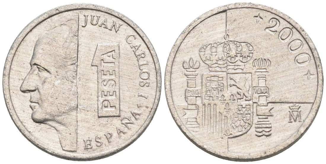 Испания 1 песета 2000 Хуан Карлос I KM 832 алюминий 4567-738